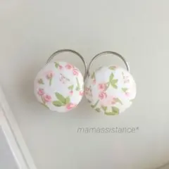 262 ハンドメイド　シューズタグ　くるみボタン　ピンク　花柄　キッズ　ベビー