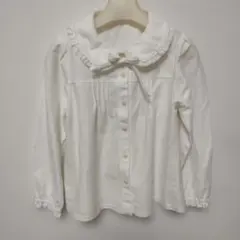 組曲　ホワイト フリル襟 長袖シャツ　120cm
