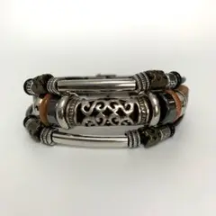 【新品未使用】レザーブレスレット シルバー ヴィンテージ