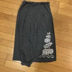 ICE BLUE サルエルパンツ ダークグレー 蓮の花プリント