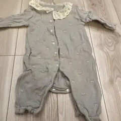 グレー レース付き襟 ロンパース　60-70センチ