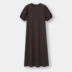 GU バックオープンワンピース 半袖 S ブラウン