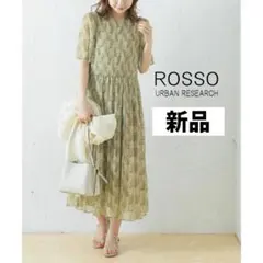 【新品タグ付】 ROSSO ランダムプリーツフレアスリーブワンピース