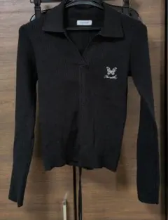 リブニットセーター　黒　М