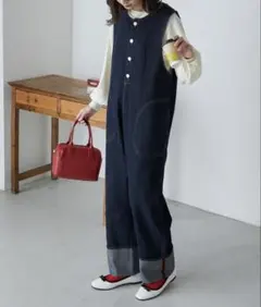 早い者勝ち‼️BONLECILLボタンフライロールアップデニムサロペット