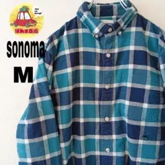 USA古着 sonoma ネルシャツ M ライトブルー　ネイビーのサムネイル