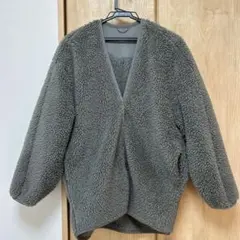 UNIQLO ライトボアフリースカーディガン M グレーオーバーサイズ