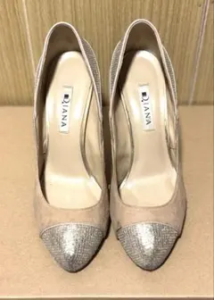 【DIANA】ダイアナ パンプス グリッター スエード ベージュ 24cm