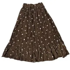 マジェスティックレゴン　花柄スカート　プリーツスカート　ブラウン