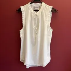 H&M ノースリーブ フリルブラウス ホワイト