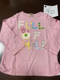 ホットビスケッツ90長袖Tシャツ お花ピンク