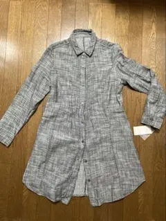 閉店在庫一掃セール（通年物）㉔新品タグ付　グレー系ロングシャツ　L