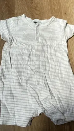 H&M ホワイト ストライプロンパース 4-6m