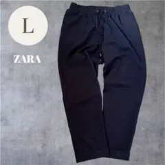 ZARA ザラ イージースラックス L 黒 ウエストゴム テーパードパンツ
