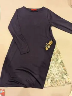 グラニフ　ネイビー 花柄サイドパネル ワンピース　美品