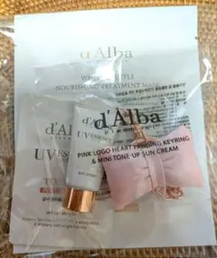 ダルバ　ピンクリボンチャーム＆ミニトーンアップサンクリーム5ml　フェイスマスク