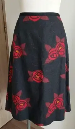 ローラアシュレイ Laura Ashley リネン 麻 スカート 総柄 花 L