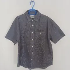 ☆中古品☆半袖☆開襟シャツ☆ストライプ細め☆