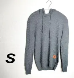 ニット　パーカー　フード　グレー　Sサイズ　レディース