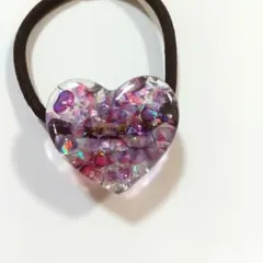 4205】蝶々型 レジンヘアゴム シェル入り コーラルピンクヘアアクセ