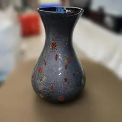 ガラス造形作家 イワタルリ 岩田瑠璃 ガラス器 花瓶 共箱 D R7497B