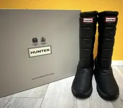 HUNTER スノーブーツ ロング ブラック ダウン US8