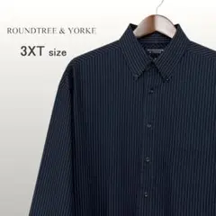 ラウンドツリー＆ヨーク 極美品 長袖ストライプシャツ 黒 3XT 0316のサムネイル