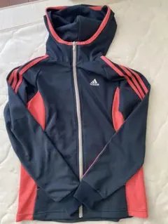 adidas フード付きジャージジャケット Sサイズ ネイビー/ピンク