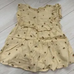 アプレレクール　ノースリーブ　ブラウス　130㎝ イエロー　パイナップル柄　刺繍のサムネイル