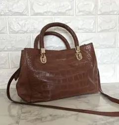 最終SALE★COLE HAAN 型押し ショルダー ハンドバッグ 2way