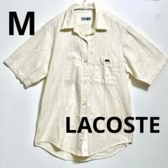 ラコステ ストライプ 半袖シャツ サイズ40 イエロー×ホワイト 40（M相当）