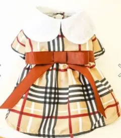 犬 チェック服 ワンピース