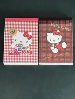 Sanrio ミニメモ メモ帳2点セット　チェック柄 キティちゃん