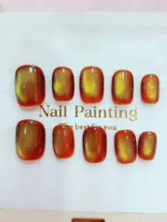 オレンジゴールドグラデーションネイルチップセット