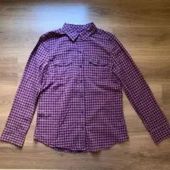 GAP チェック柄 長袖シャツ ピンク×ネイビー S