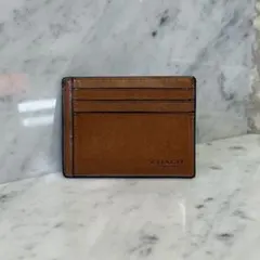 美品 COACH コーチ レザー 本革 カードケース ブラウン ロゴ シンプル