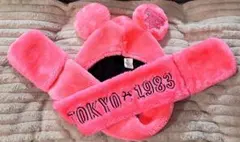 ディズニー　ミッキー　蛍光ピンク　マフラー　35周年　TOKYO 1983