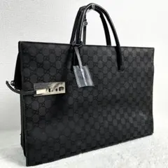 レア✨GUCCI ビジネスバッグ　gg柄　キャンバス×レザー　鍵