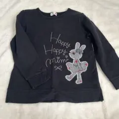 【KP】黒のウサギ刺繍トレーナー ミミちゃん