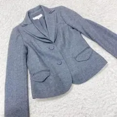 【TO BE CHIC トゥービーシック】ダブルカラー ジャケット グレー Lのサムネイル