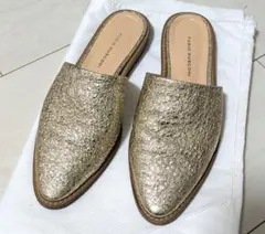 ファビオルスコーニ　ゴールド フラットミュール サンダル　36