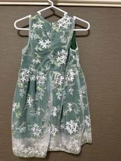 140グリーン　キッズドレス　花柄 ワンピース　女の子