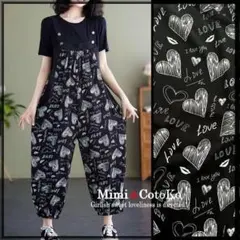 アンドラブ ＆LOVE大人上品パールビジューの細魅えサロペット ブラック