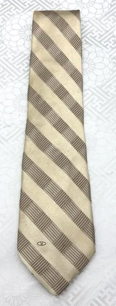 VALENTINO ネクタイ ストライプ ベージュ シルク100% メンズ