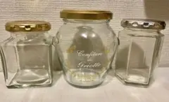 空き瓶 3個セット SABATON ハンドメイド素材　ジャム瓶　ガラス瓶