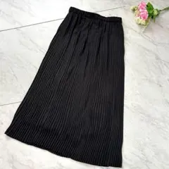 ユニクロ プリーツロングスカート黒M楽ちん落ち感こなれ感オールシーズンきれいめ