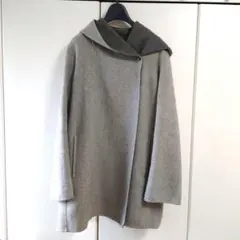 グレー フード付き ウールコート