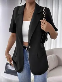 ブラック 半袖ブレザー ジャケット