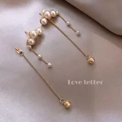 No.450 3連パールチェーン2wayピアス 韓国 量産型 地雷 上品