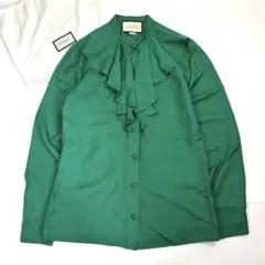 ここ様専用 GUCCIグッチ レディースブラウス 落ち葉柄 シルク100 